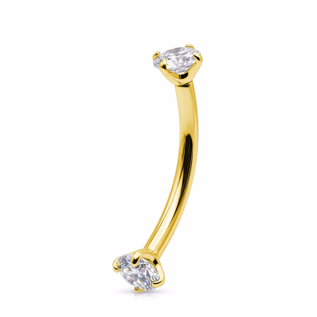 Banana invändigt gängad 1.2mm / 8mm med 3mm prong-set Moissanite