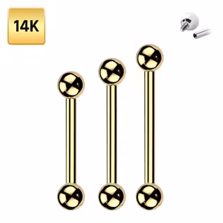 Barbell 1.6mm i äkta 14 karat guld med 4mm kulor