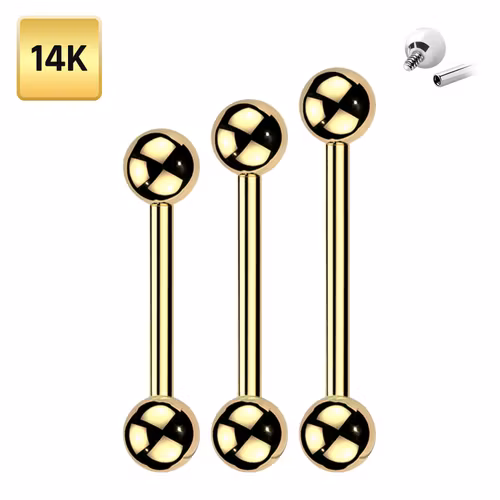 Barbell 1.6mm i äkta 14 karat guld med 5mm kulor