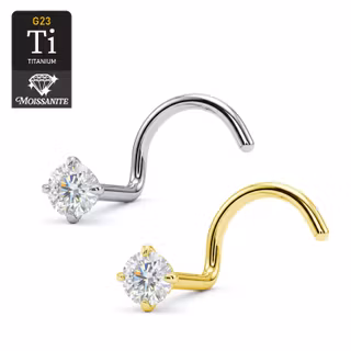 Nässkruv i titan med kloinfattad 2.5 mm Moissanite (0.8-1mm)