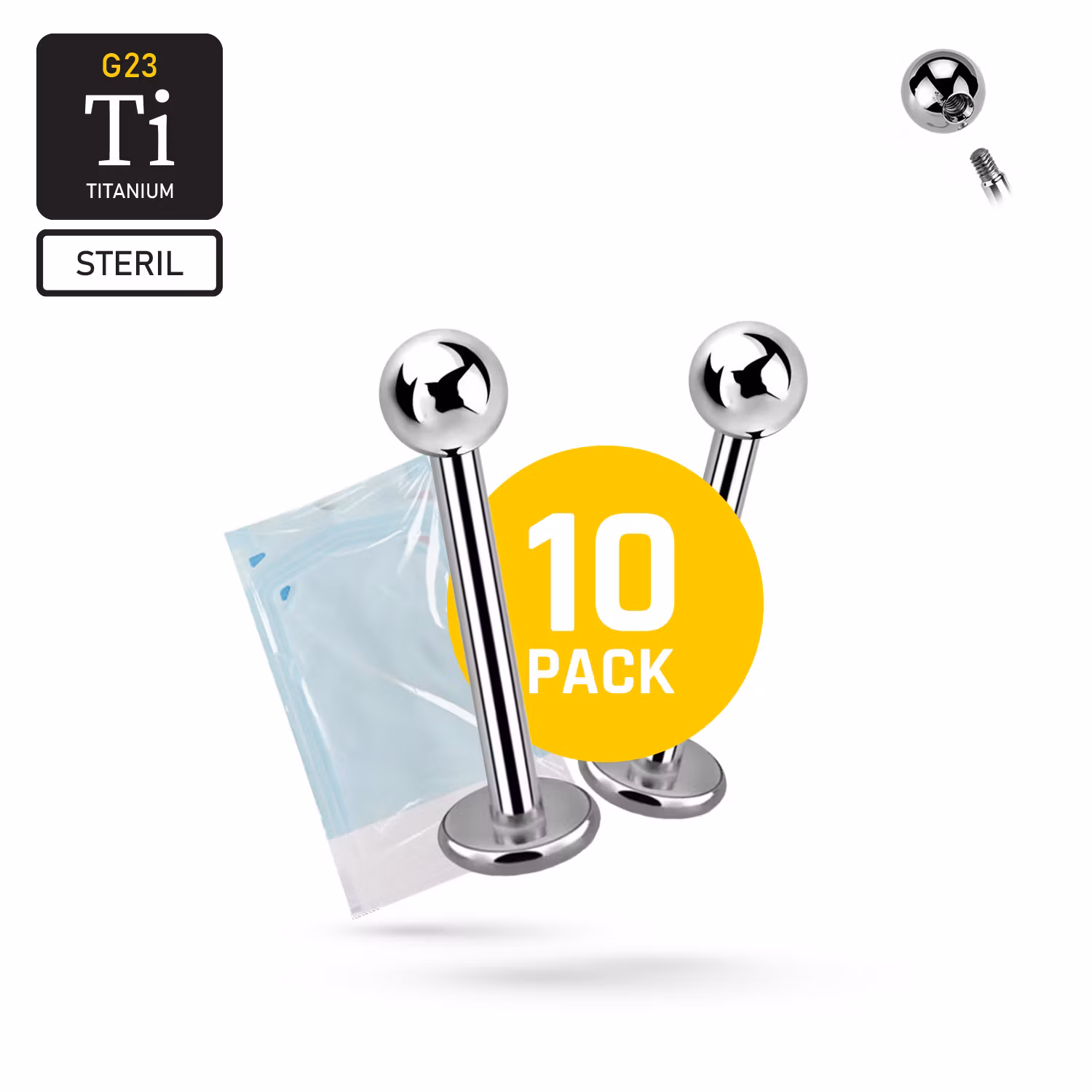 BULK 10-pack utvändigt gängad labret 1.2mm / 3mm