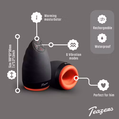 Teazers – Warming Vibrating Masturbator (Svart/Röd)