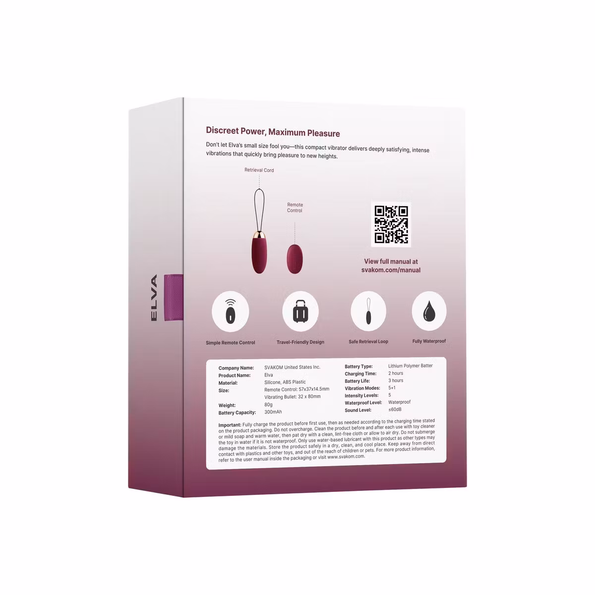 SVAKOM – Elva Vibrating Egg with Remote Control (Violet)