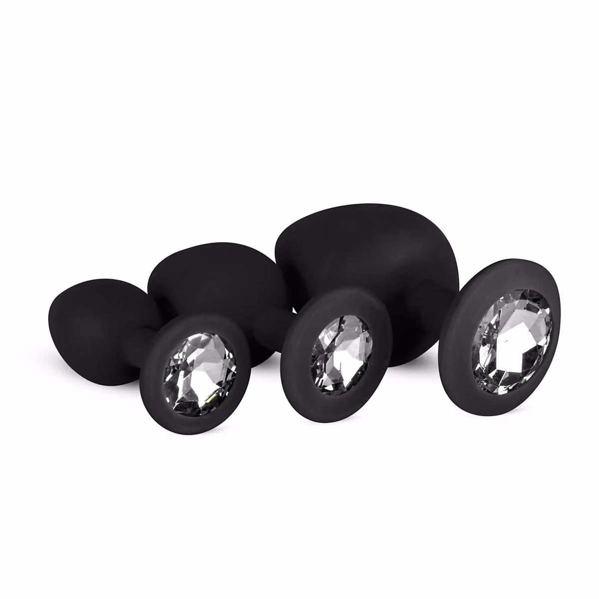 EasyToys Anal – Silicone Buttplug Set with Diamond (Black)