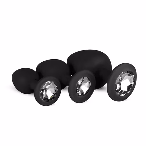 EasyToys Anal – Silicone Buttplug Set with Diamond (Black)