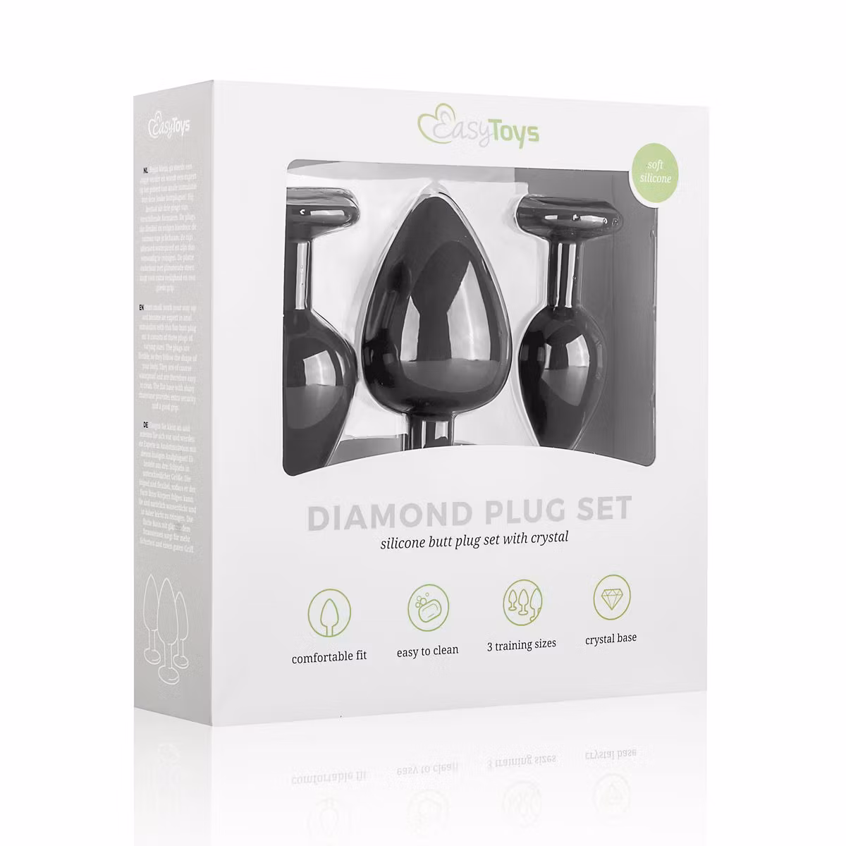 EasyToys Anal – Silicone Buttplug Set with Diamond (Black)