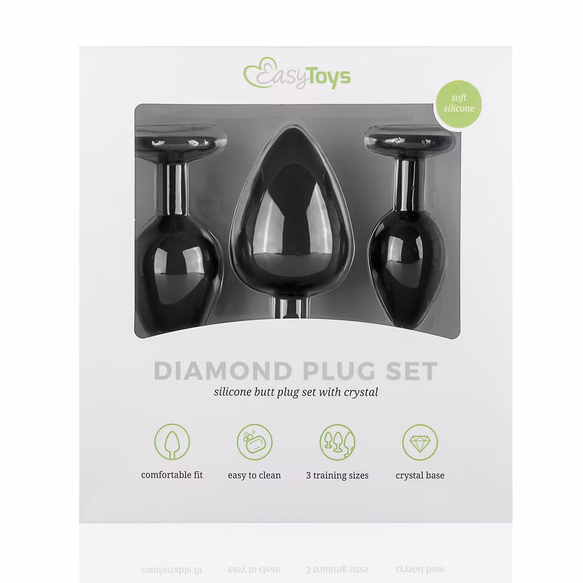 EasyToys Anal – Silicone Buttplug Set with Diamond (Black)