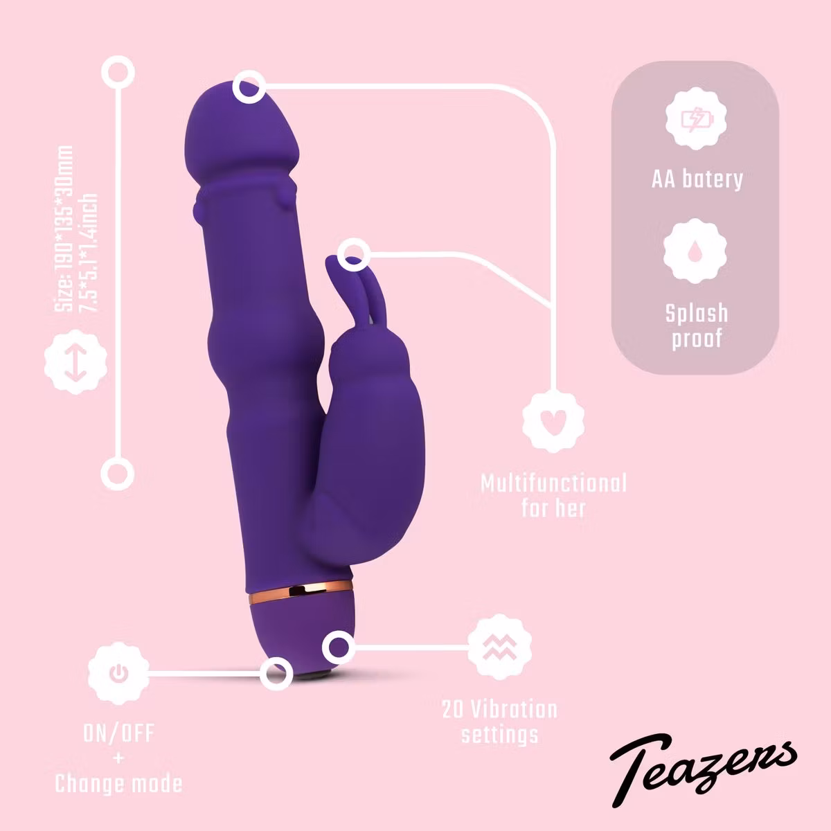 Teazers – Silicone Rabbit Vibrator (Purple)