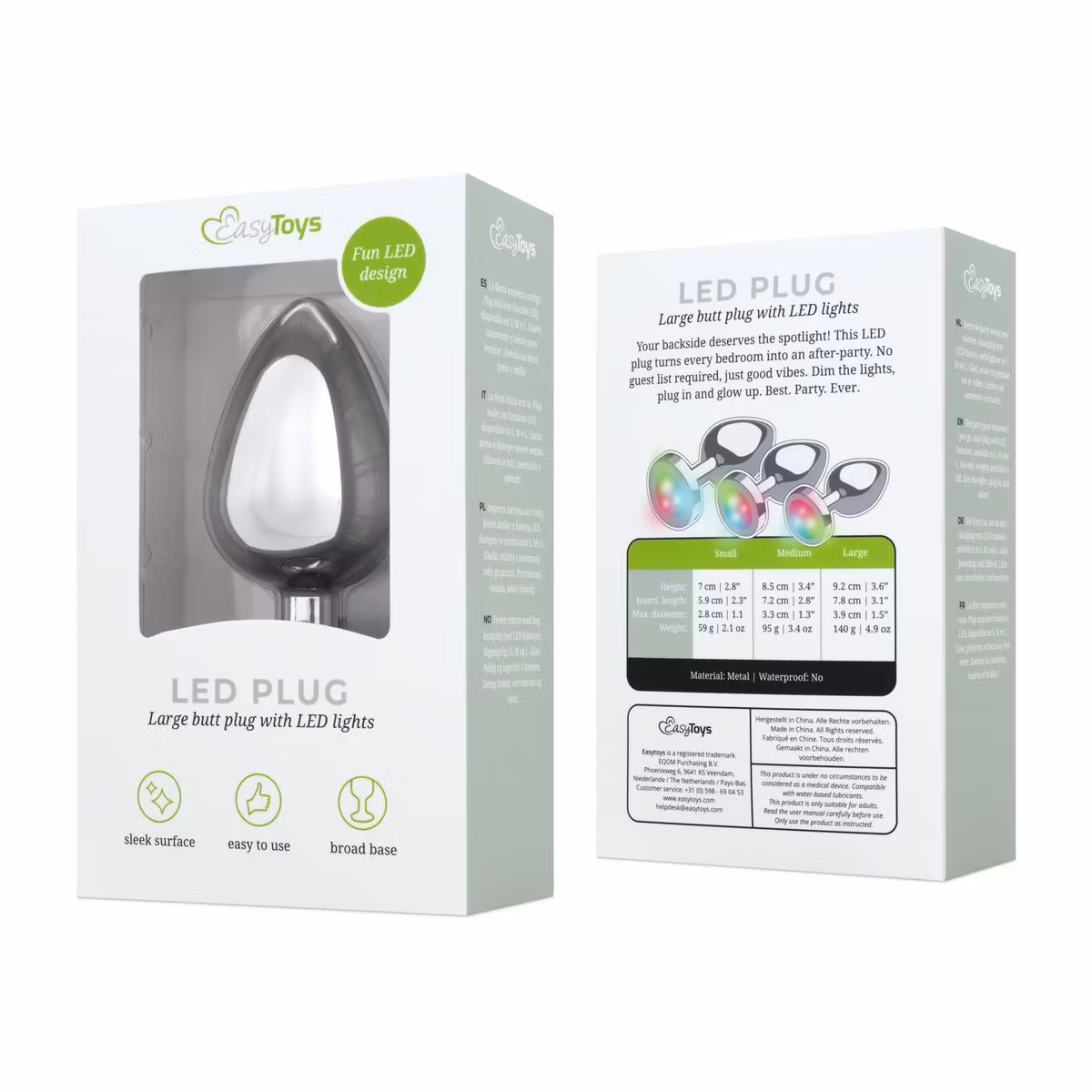EasyToys Anal Collection – LED Butt Plug Large (Silver)