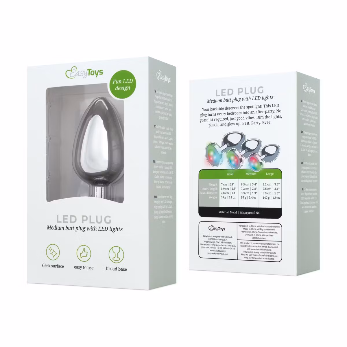 EasyToys Anal Collection – LED Butt Plug Medium (Silver)