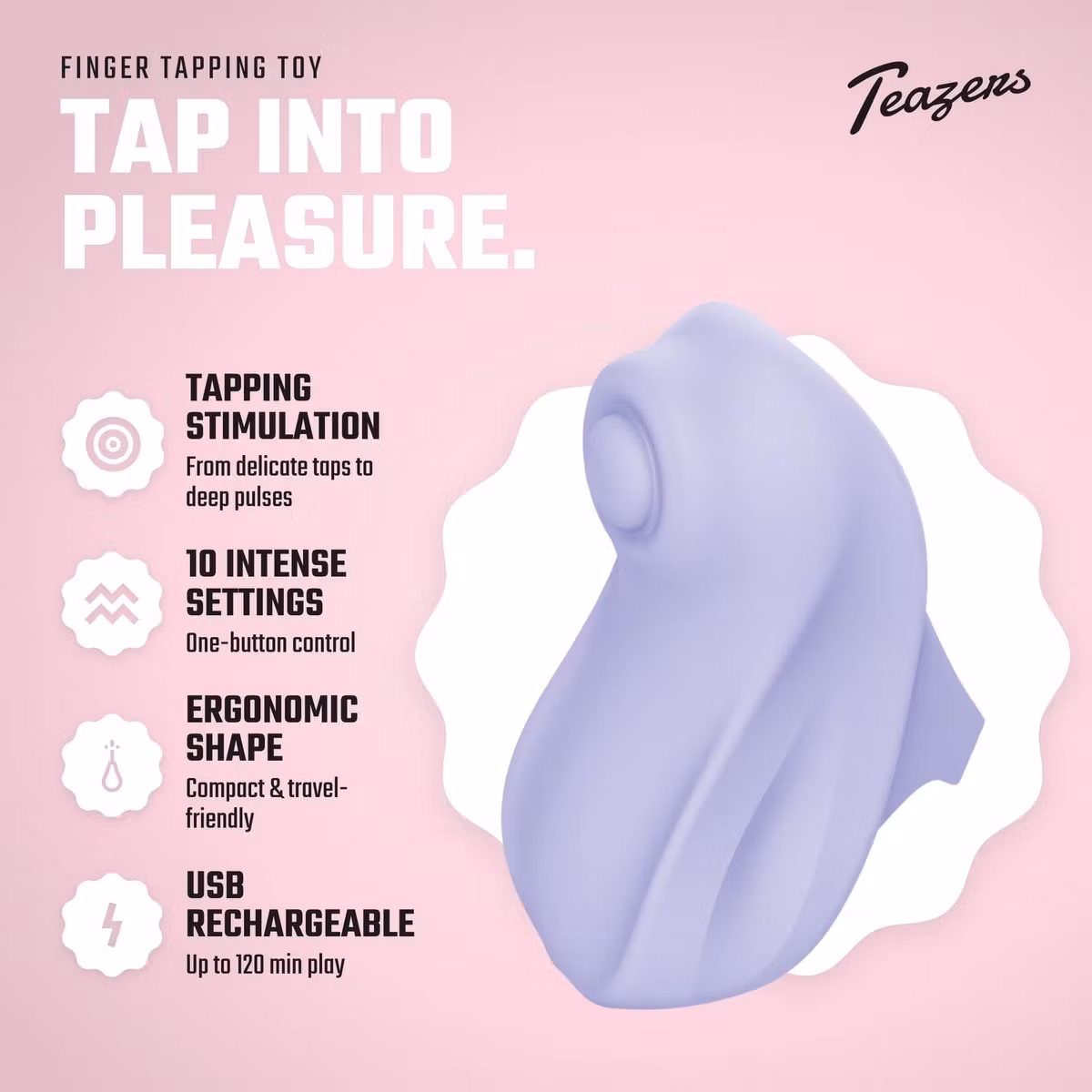 Teazers – Finger Vibrator Tapping Toy (Purple)