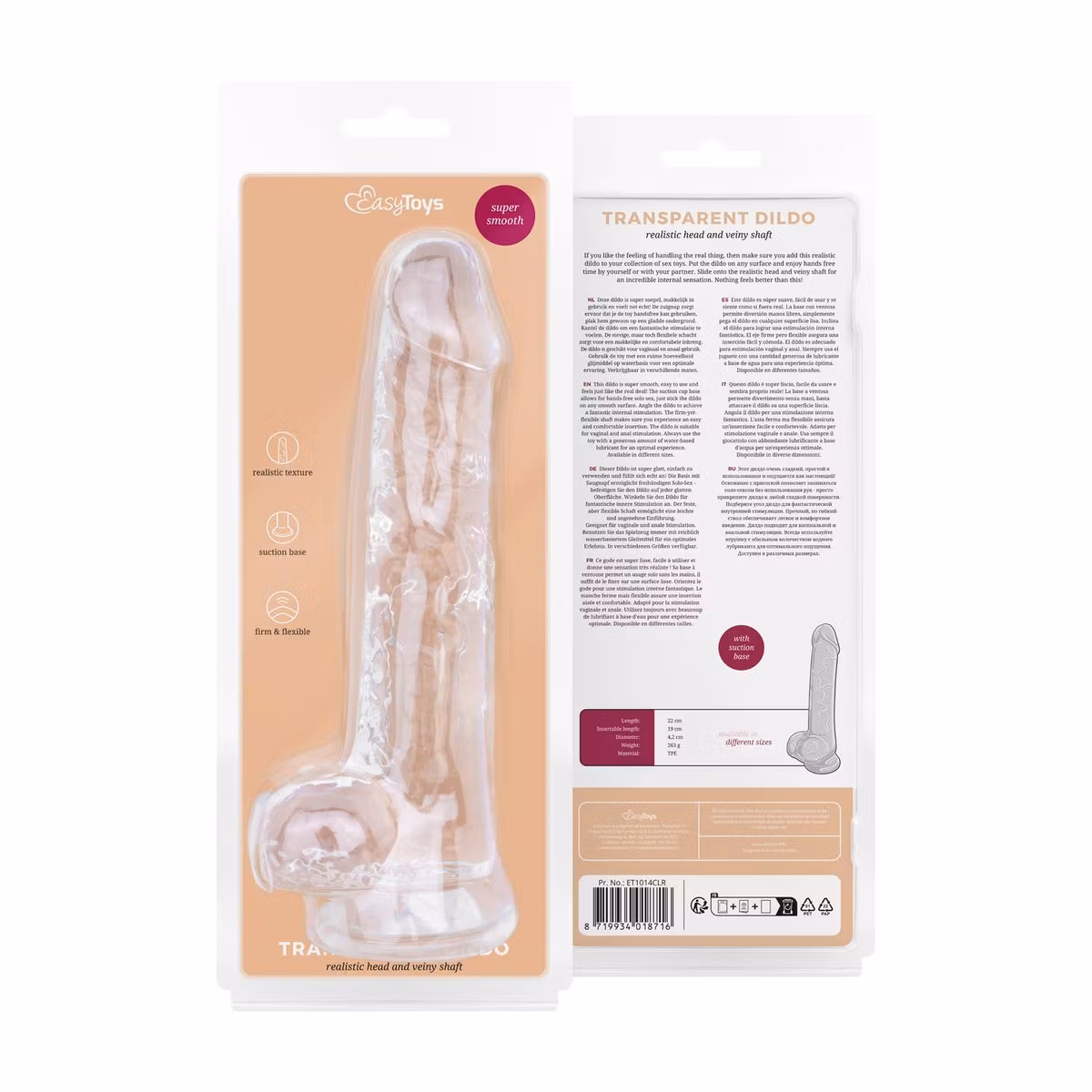 EasyToys Dildo – Transparent Jelly Dildo with Balls (19 cm)