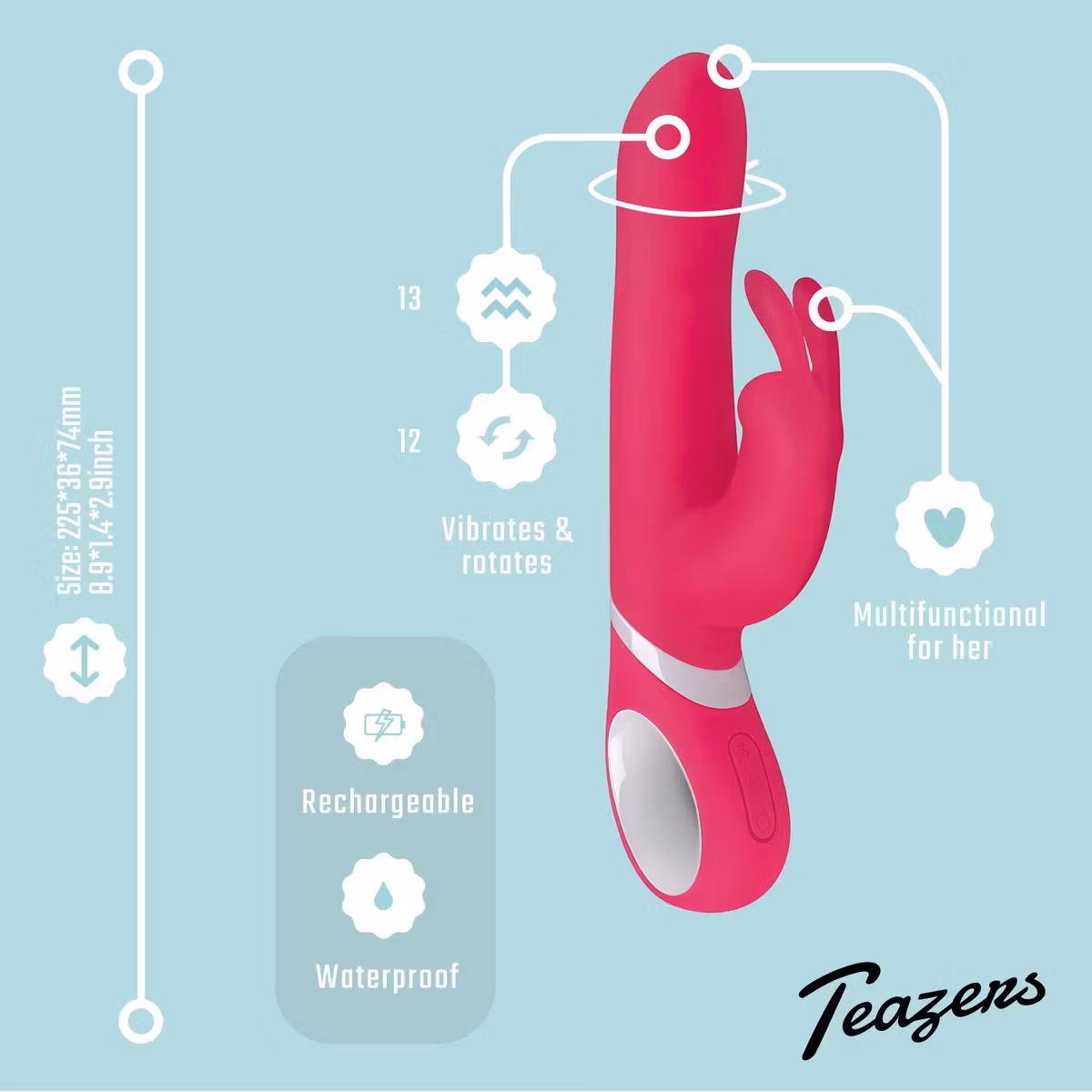 Teazers – Rotating Rabbit Vibrator (Pink)