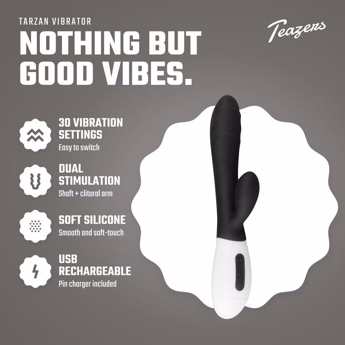 Teazers – Tarzan Rabbit Vibrator (Black)