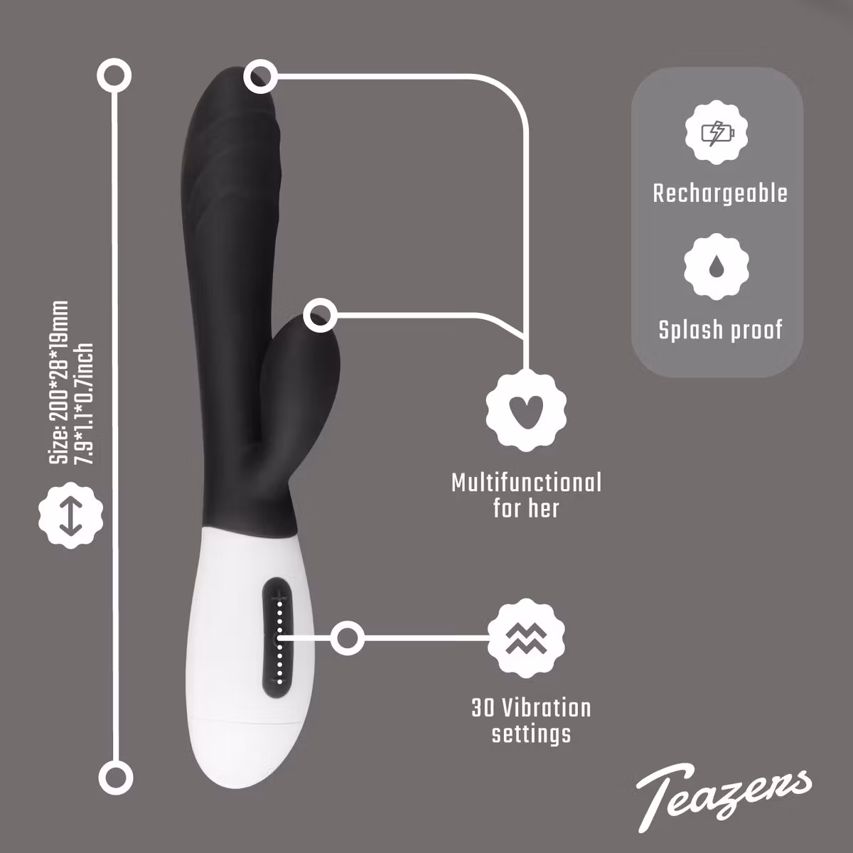 Teazers – Tarzan Rabbit Vibrator (Black)