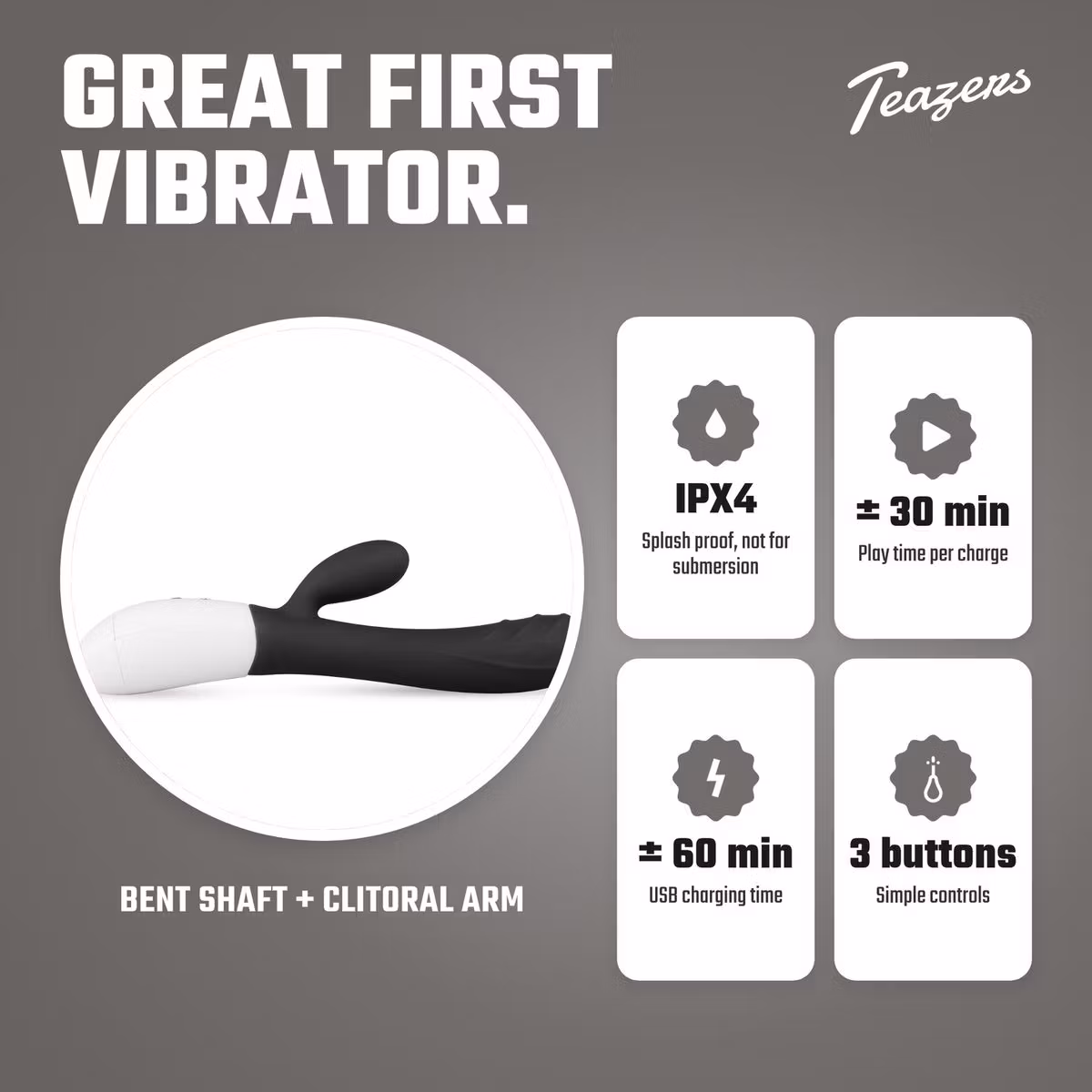 Teazers – Tarzan Rabbit Vibrator (Black)
