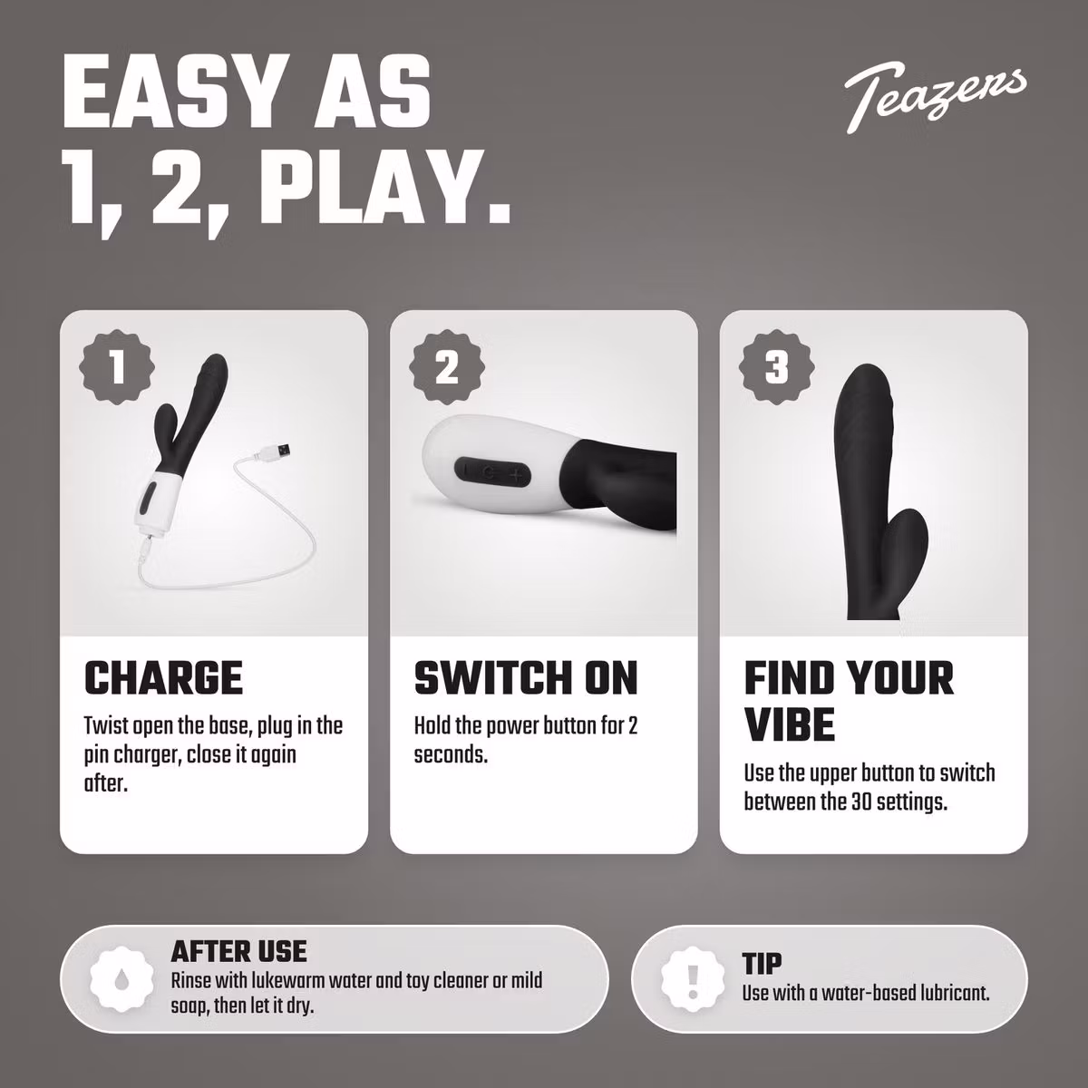 Teazers – Tarzan Rabbit Vibrator (Black)