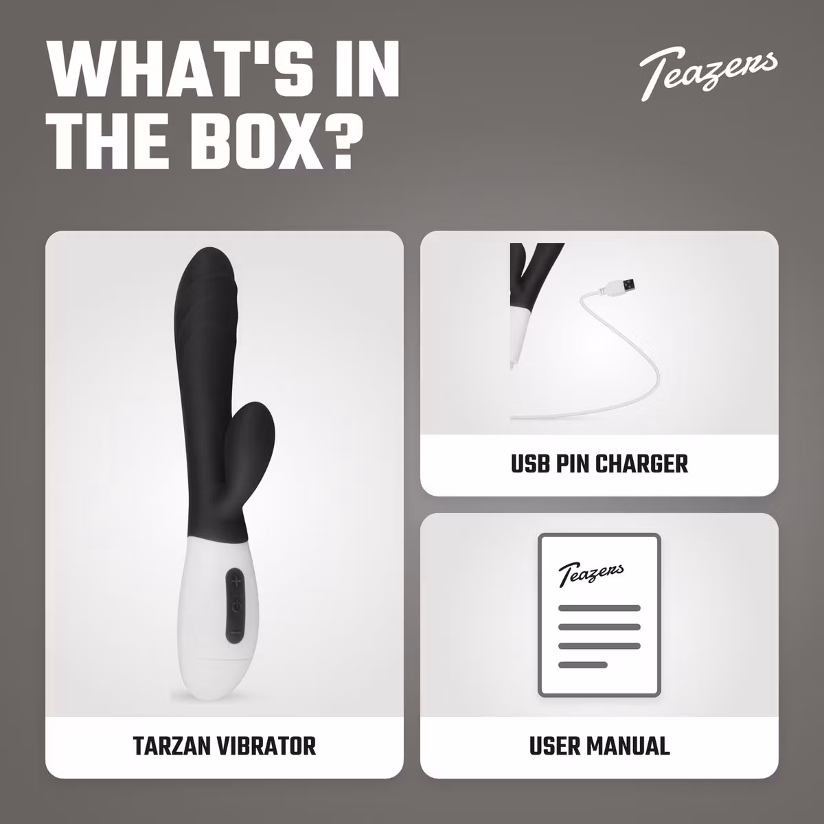 Teazers – Tarzan Rabbit Vibrator (Black)