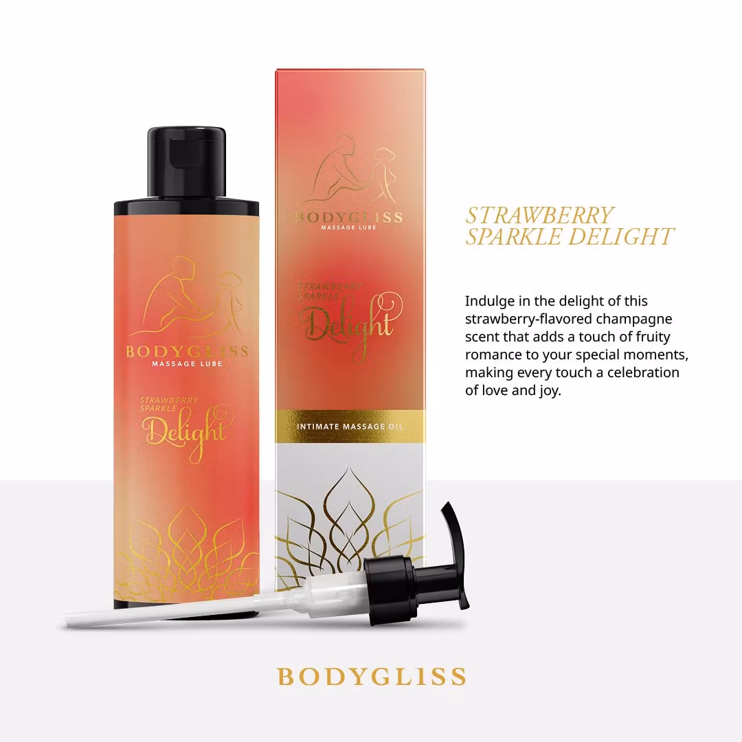 BodyGliss – Massage Oil & Lubricant in 1 Strawberry & Champagne (150 ml)