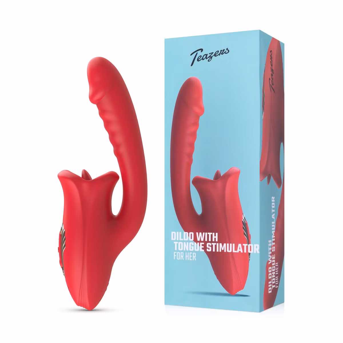Teazers – Dildo with Tongue Clitoris Stimulator (Röd)