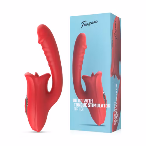 Teazers – Dildo with Tongue Clitoris Stimulator (Röd)
