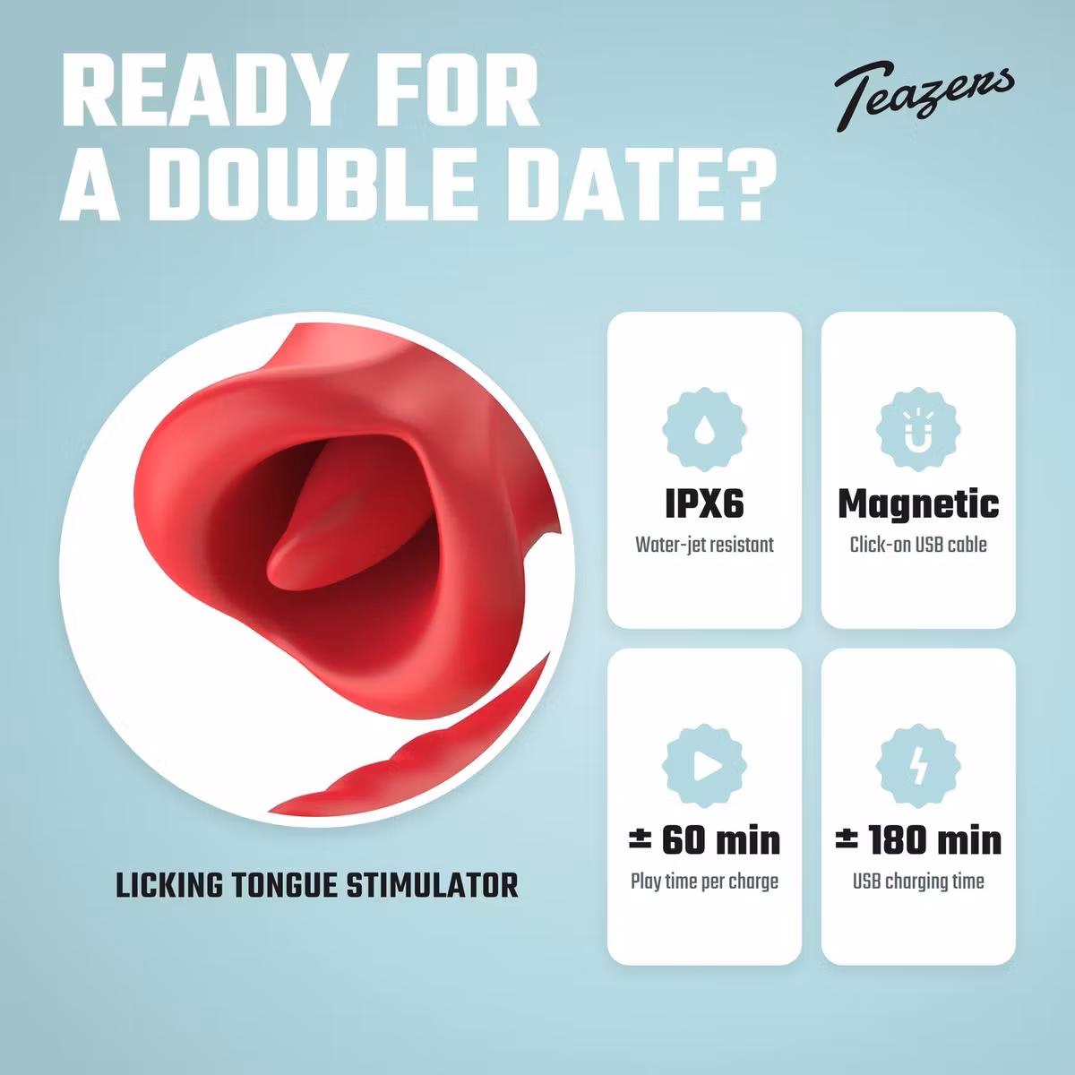 Teazers – Dildo with Tongue Clitoris Stimulator (Röd)