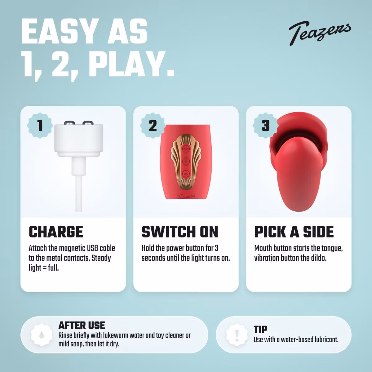 Teazers – Dildo with Tongue Clitoris Stimulator (Röd)