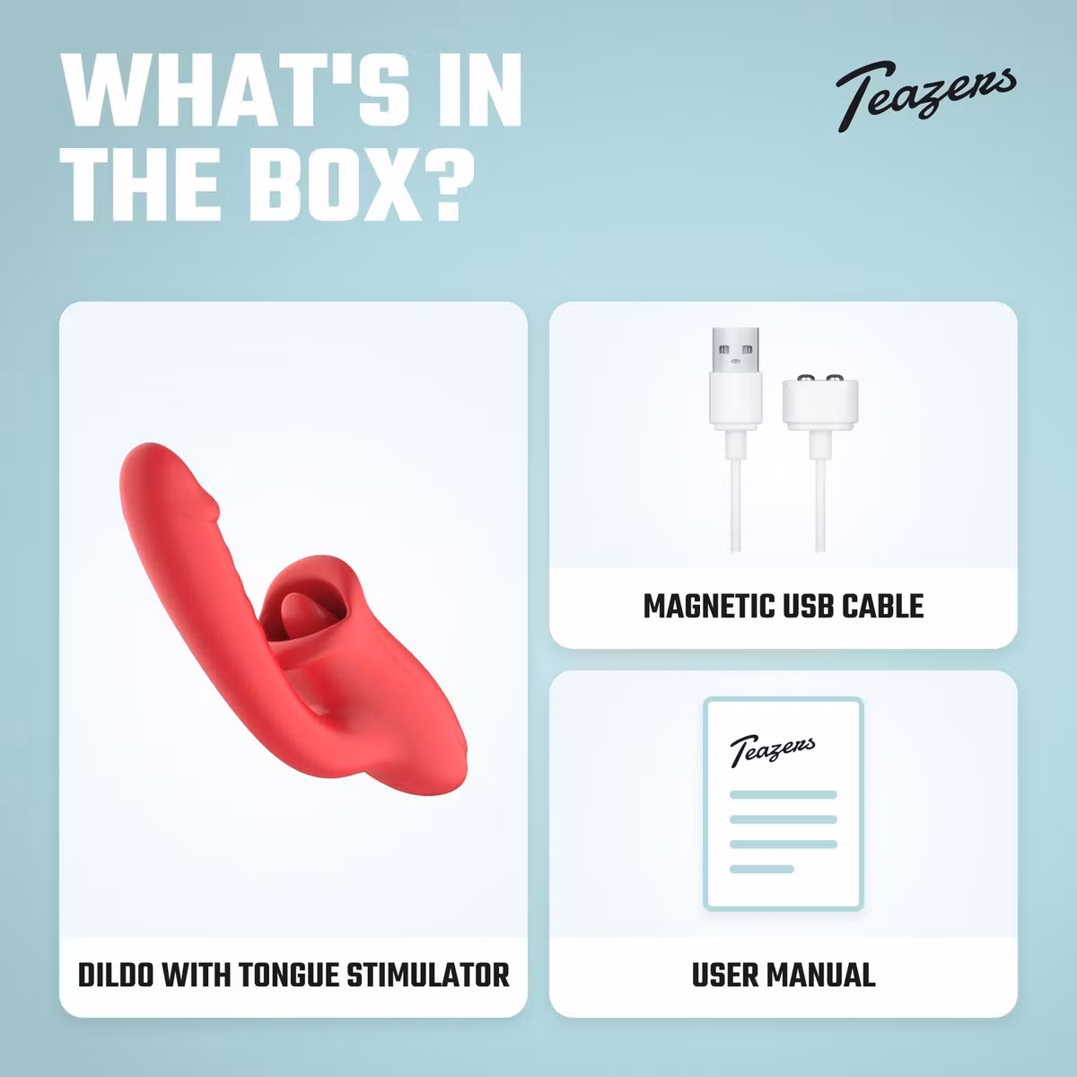 Teazers – Dildo with Tongue Clitoris Stimulator (Röd)