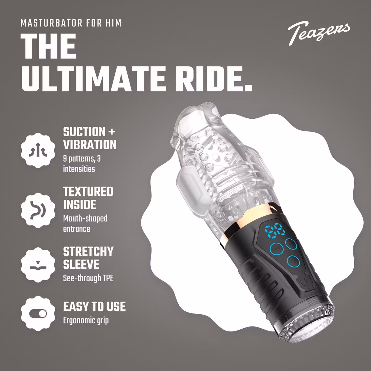 Teazers – Masturbator with Powerful Suction & Vibration