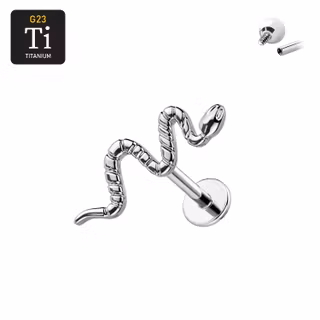 Titanium labret 1.2mm invändigt gängad - Topp med orm