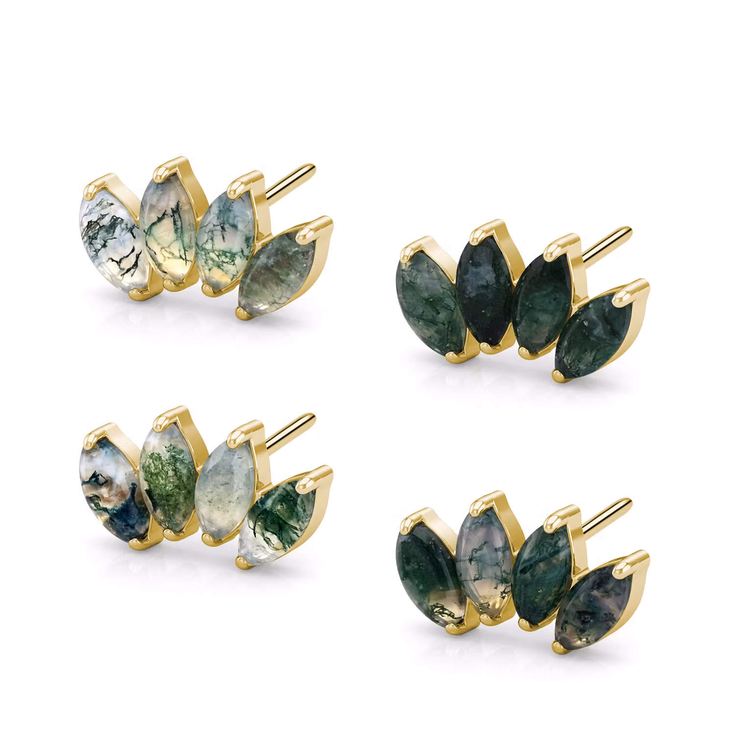 Threadless topp i titanium - Topp med 4st Moss Agate