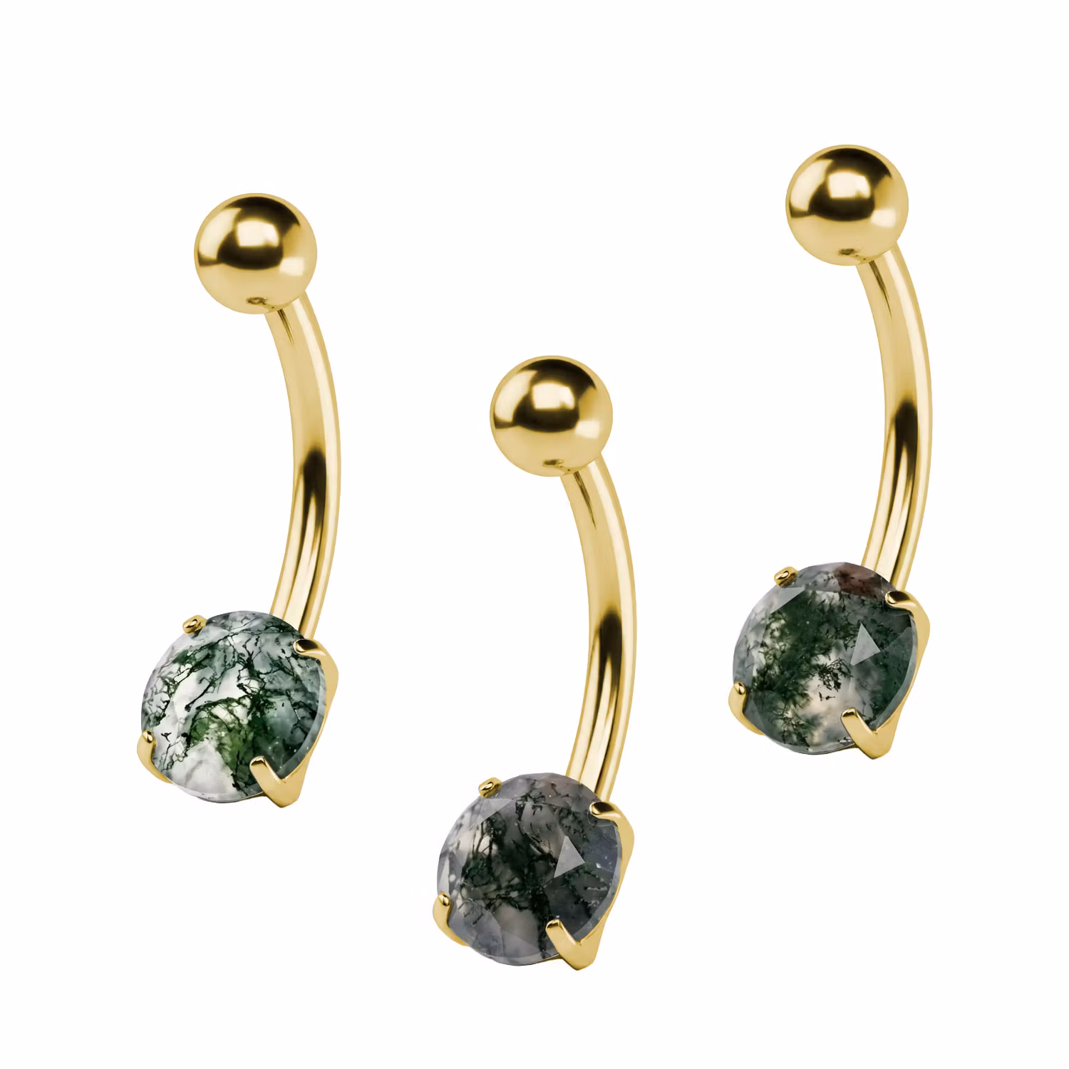 Titanium banana navelsmycke invändigt gängad 1.6mm med Moss Agate