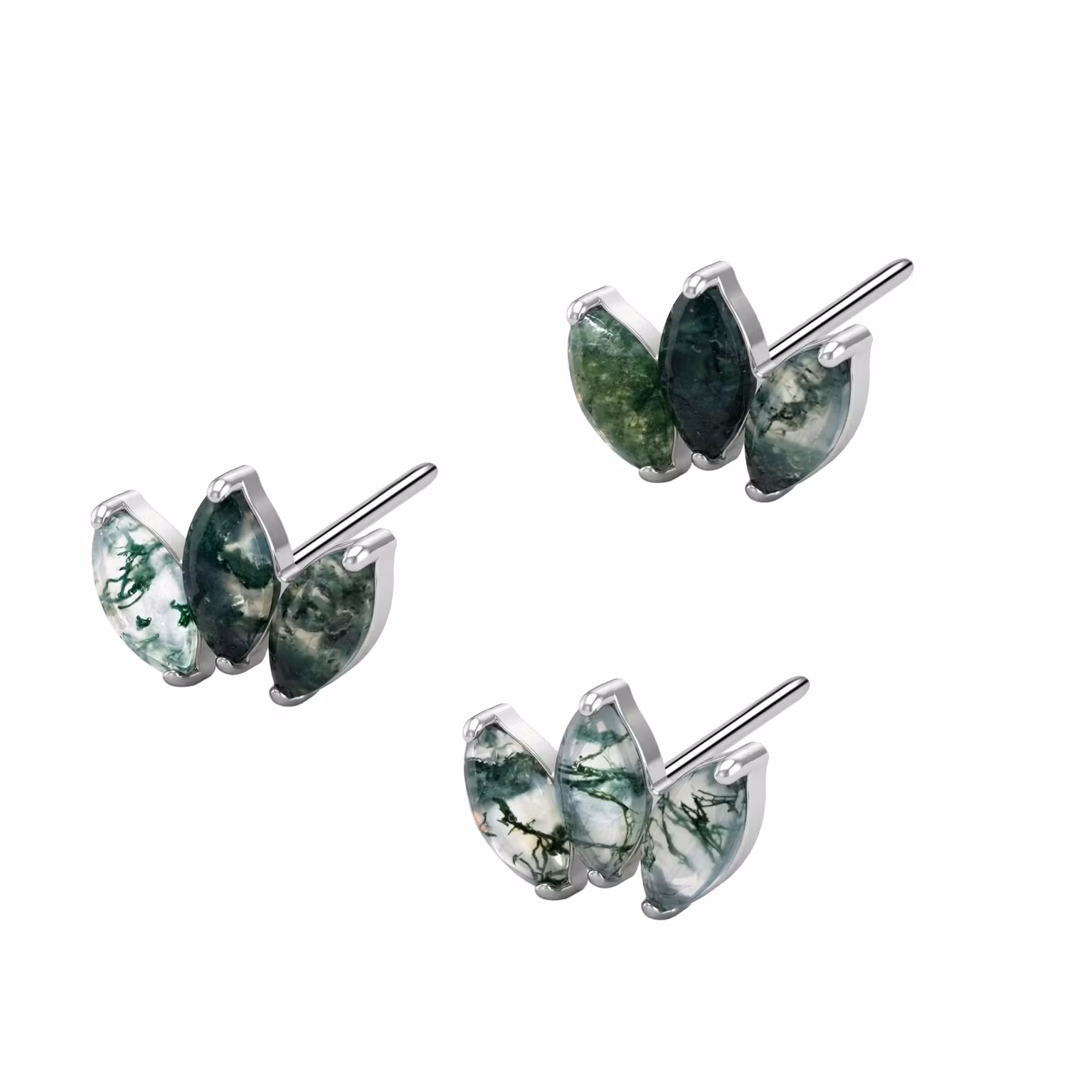 Threadless topp i titanium - Topp med 3st Moss Agate