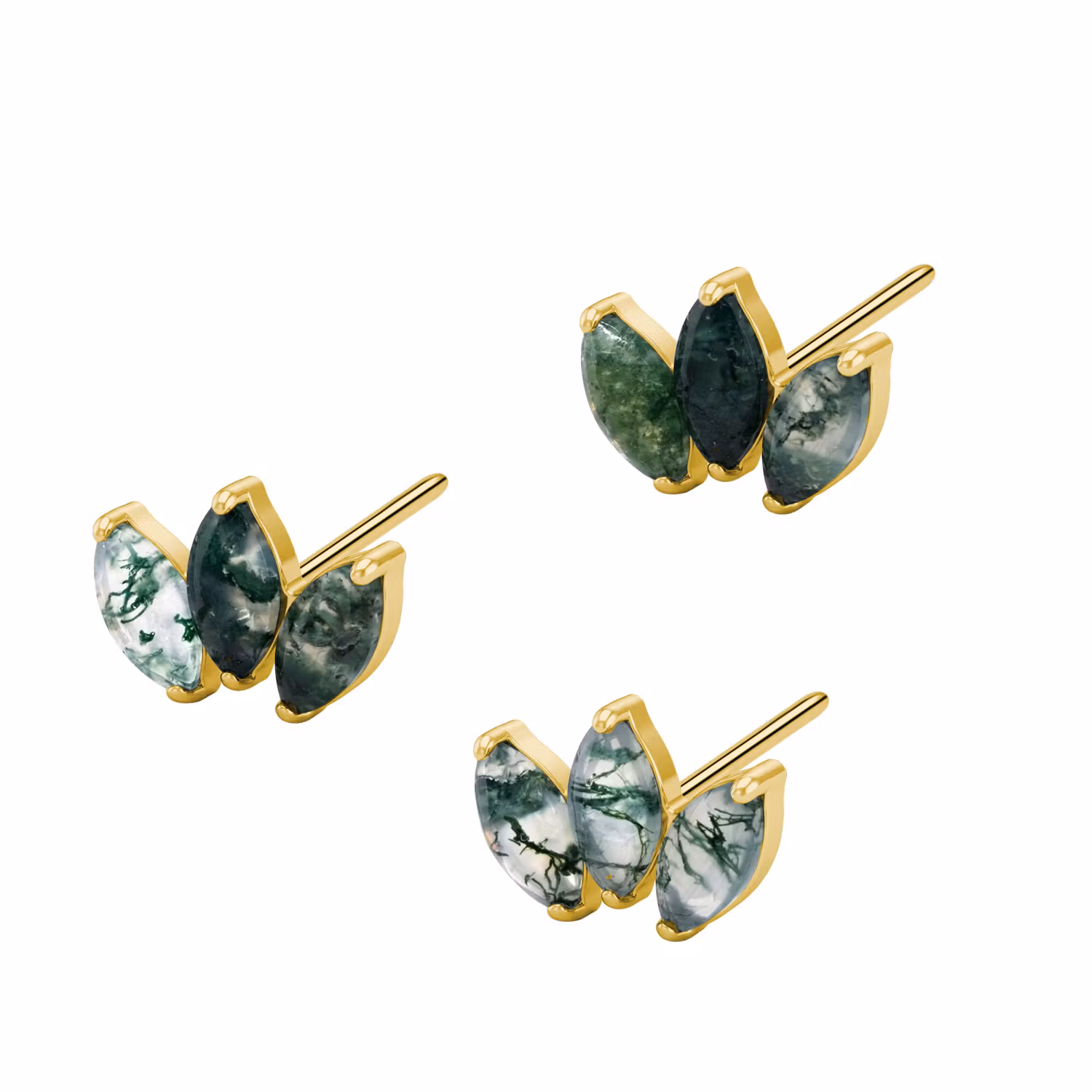 Threadless topp i titanium - Topp med 3st Moss Agate