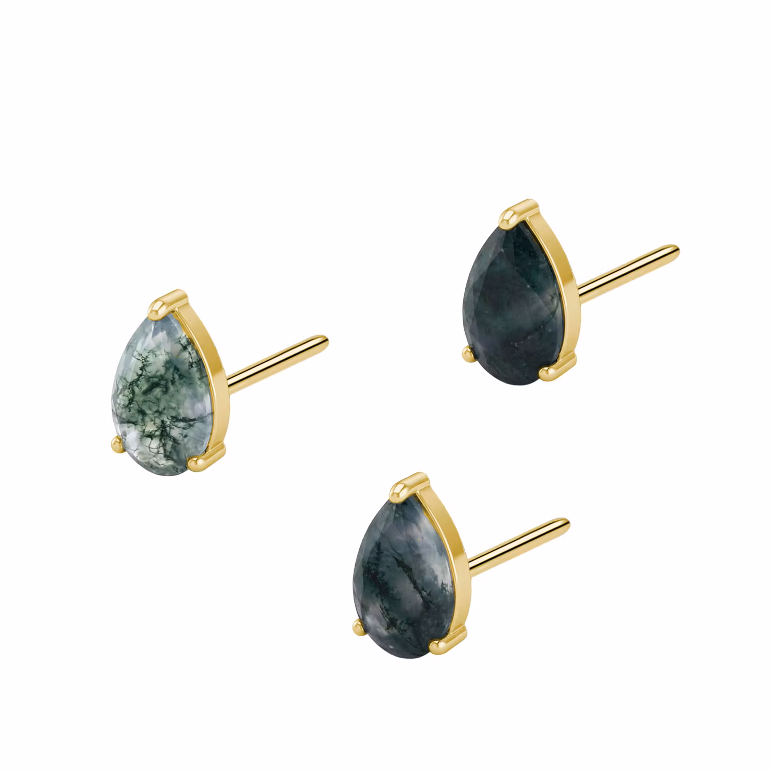 Threadless topp i titanium - Topp med droppformad Moss Agate
