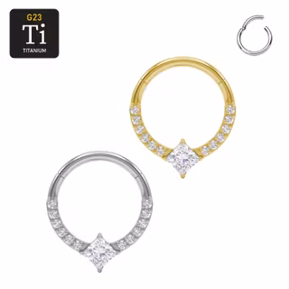 1.2mm Segmentring Clicker i titan med Romb & Runda CZ