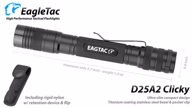 EAGTAC D25A2 436 LM, 2xAA Polisficklampa