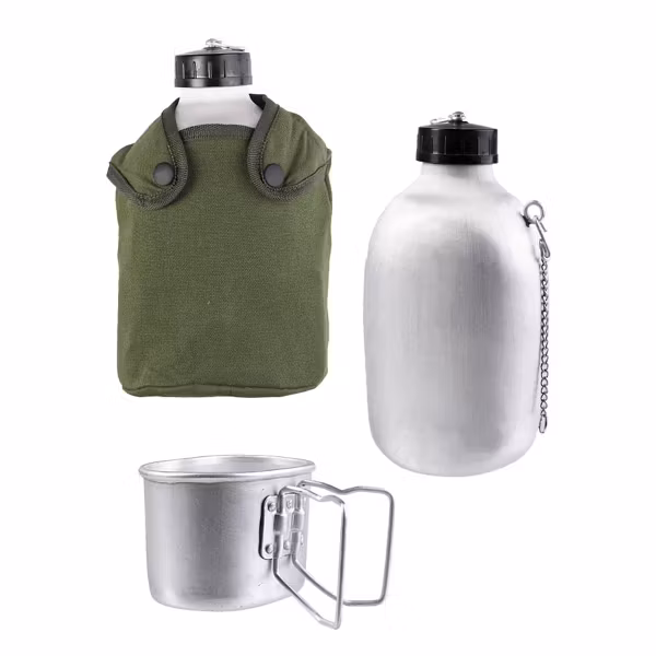 MIL-TEC by STURM Fransk Canteen Vattenflaska Alu 1,3L + kopp och fodral