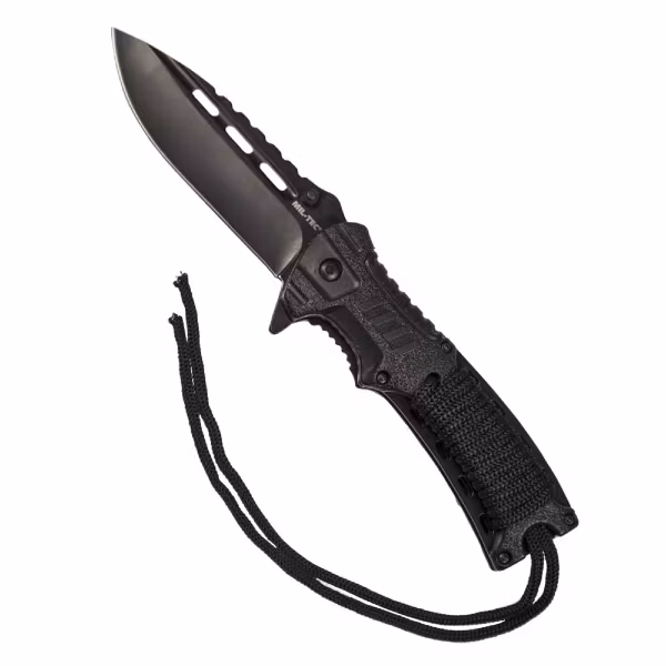 MIL-TEC by STURM BLACK ONE-HAND KNIFE PARACORD W. FIRE STARTER