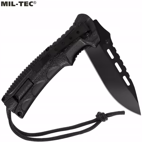 MIL-TEC by STURM BLACK ONE-HAND KNIFE PARACORD W. FIRE STARTER