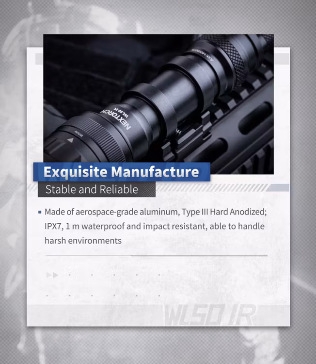 NEXTORCH WL50 IR Weapon Flashlight - Vapenlampa 860LM