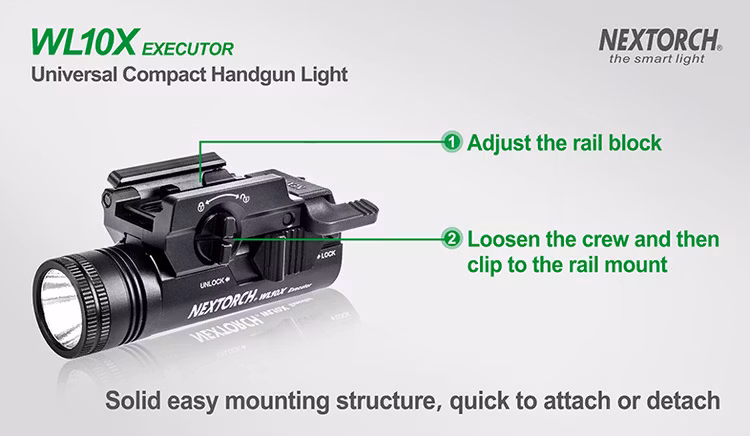 NEXTORCH WL10X Universal Handgun Light - Vapenlampa 230LM