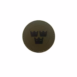 Gummi Märke med Tre Kronor Rund - Army Green/Svart