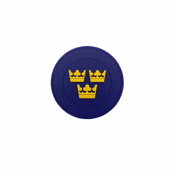 Gummi Märke med Tre Kronor Rund - Blå/Gul