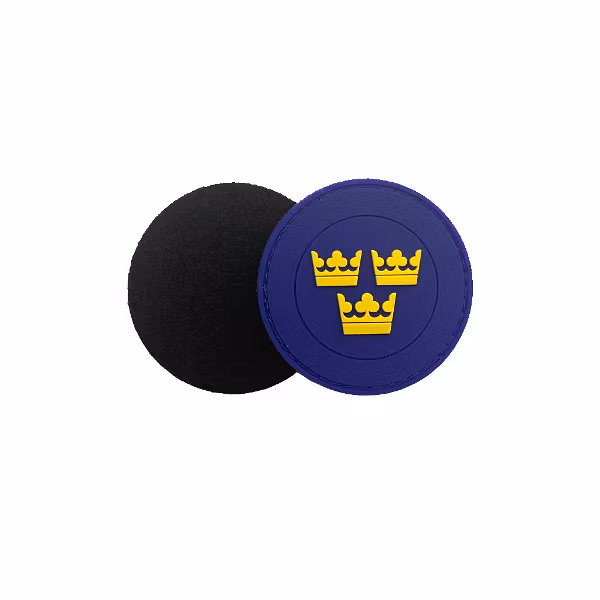 Gummi Märke med Tre Kronor Rund - Blå/Gul