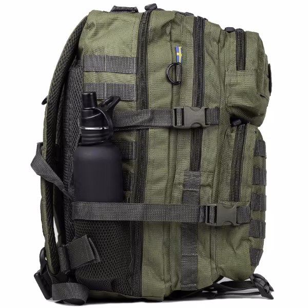 Nordic Army® Assault ryggsäck 28L Nätficka - Olivgrön