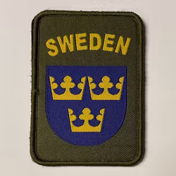 Svensk militär tygmärke med kardborre SWEDEN 8,5 x 6,0 cm