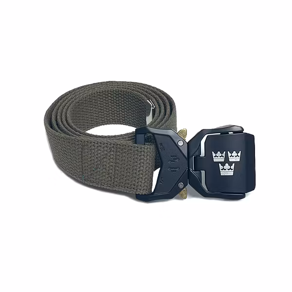 Nordic Army® Canvas Armébälte Tre Kronor - Olivgrön