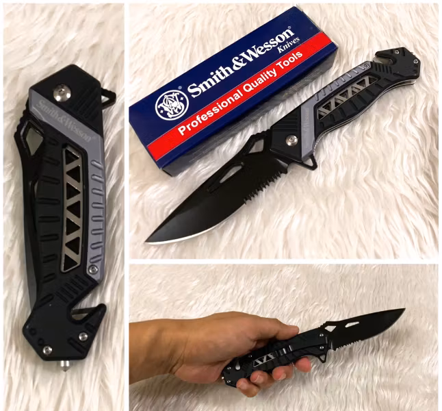 Smith & Wesson® RESCUE POCKET KNIFE GREY - Räddningskniv
