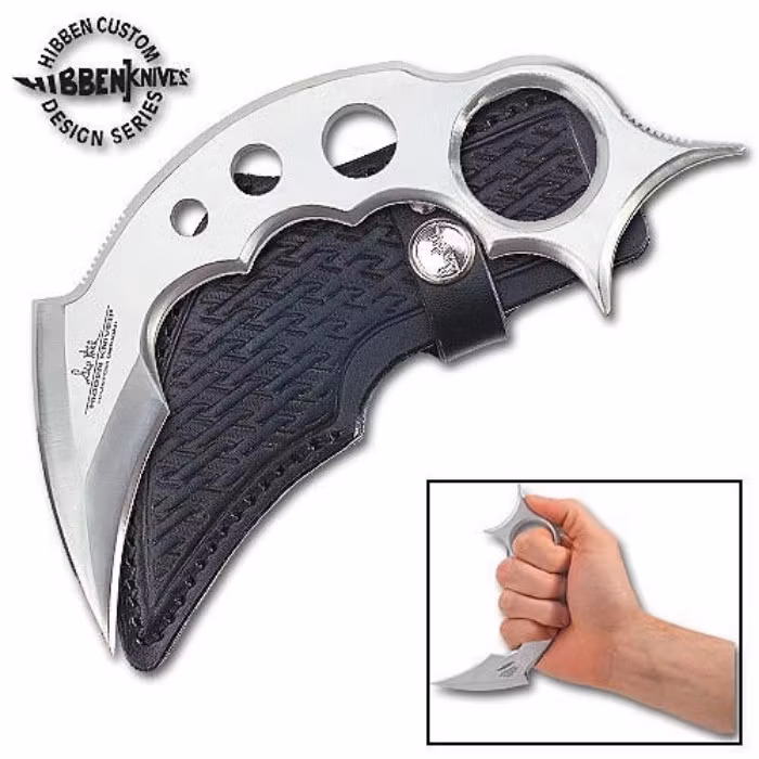 United Cutlery Gil Hibben CLAW II Belt Knife Stainless Handle with Leather Belt Sheath